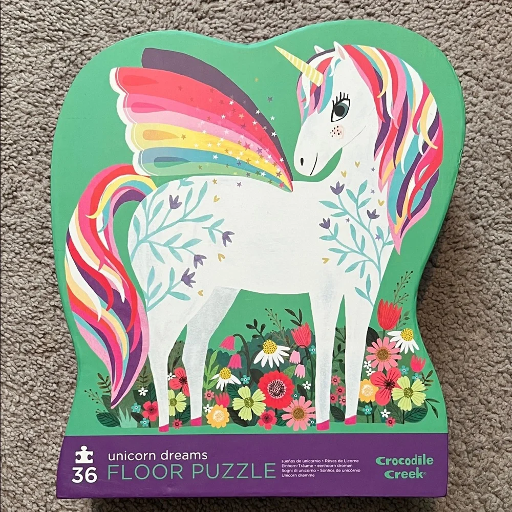 Crocodile Creek Unicorn Dreams 36-Piece Floor Puzzle - Green